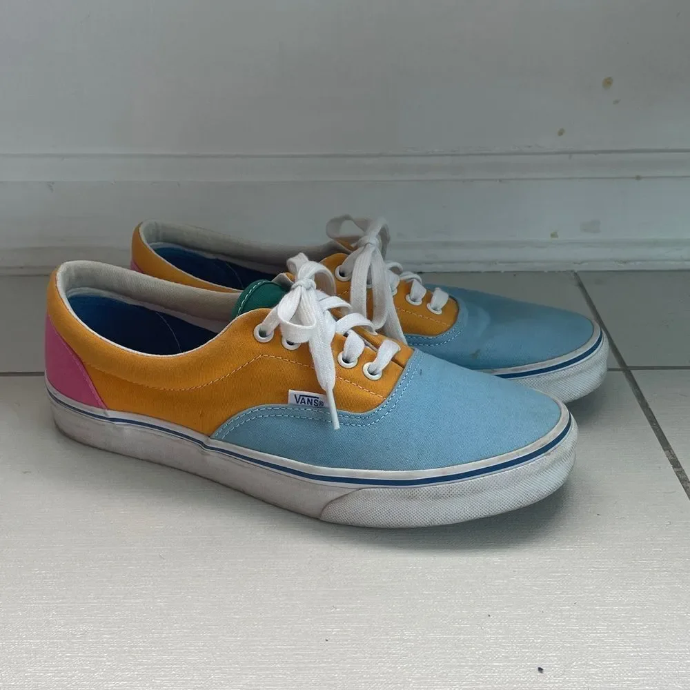 Vans Blue, Yellow, and Pink Low-Top Sneakers
